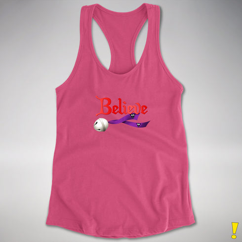 Believe Lesbian Labrys Pride Flag Jingle Bell Racerback Tank - Hot Pink